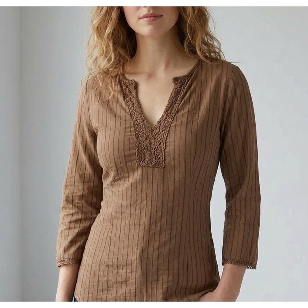 Twilight Core Bella Swan Top Brown Lace Boho Gypsy Anthropologie Homestead Linen